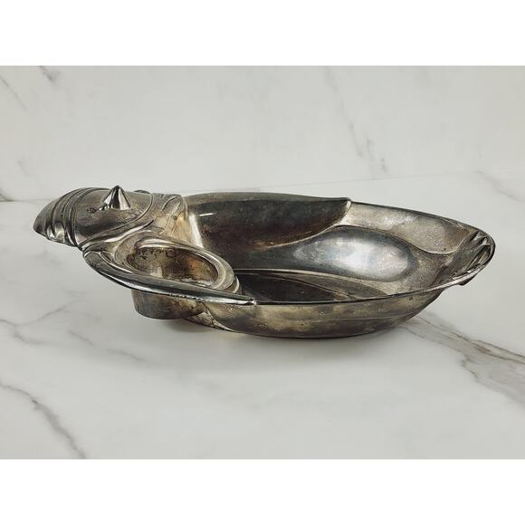 Christmas Towle Serving Tray Candy Dish Silverplated Penguin Shaped 12" Holidays - Picture 7 of 15